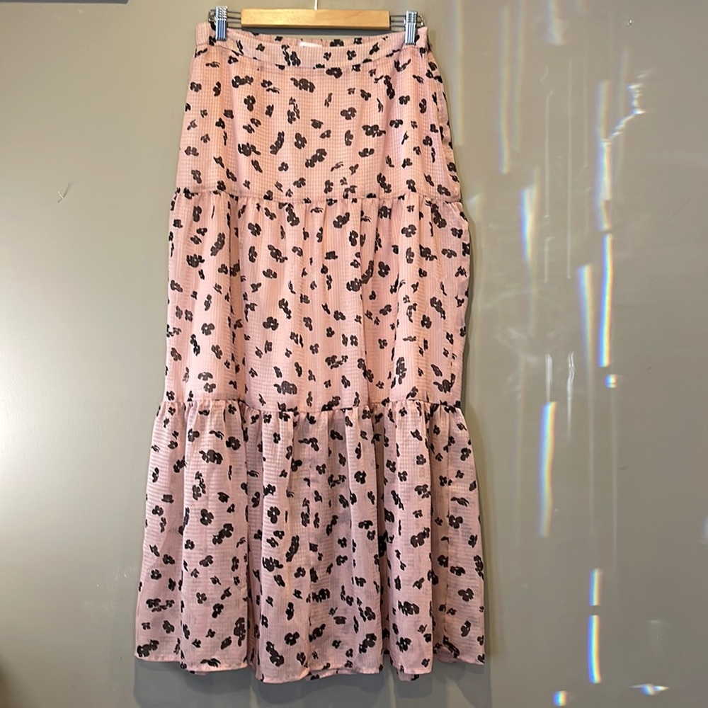 Leith, M, maxi, all over pattern, zipper, flat front waist - elastic back